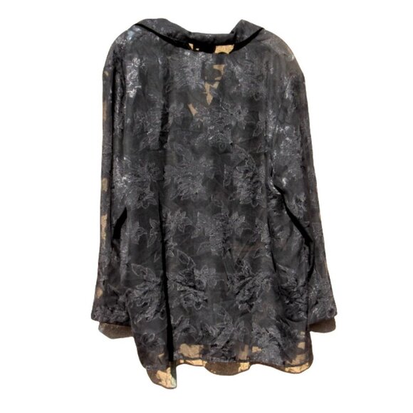 Vtg Over Blouse 1X Shear Long Sleeve Dressy One Button Cover Up 1980s Cocktail - Picture 3 of 10